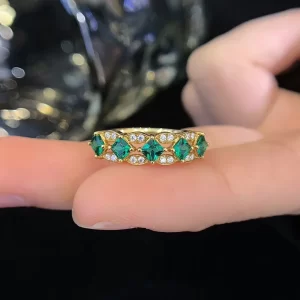 18K Gold Lab-Grown Emerald Band — 0.72 ct — view 1
