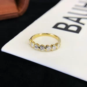 18K Gold Heart Moissanite Band — 0.66 ct — view 1
