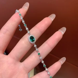 18K Gold Lab-Grown Emerald Bracelet — 0.247 ct — view 1