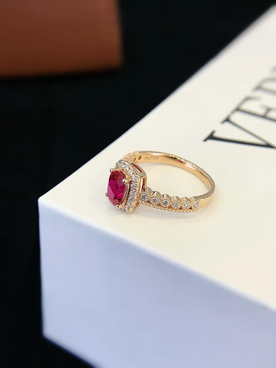 18K Gold Lab-Grown Ruby Ring — 1.04 ct — view 2
