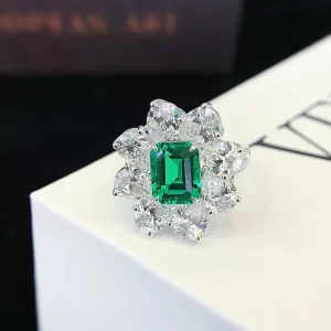 9K Gold Lab-Grown Emerald Ring — 2.2 ct — view 1