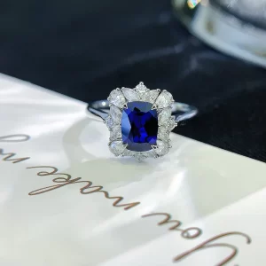 18K Gold Lab-Grown Sapphire Ring — 0.995 ct — view 1
