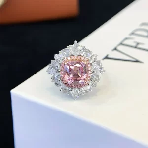 9K Gold Lab-Grown Pink Sapphire Ring — 3.275 ct — view 1