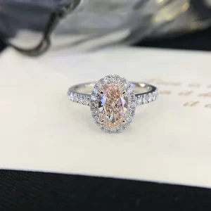 18K Gold Oval Lab-Grown Pink Diamond Ring — 1.344 ct — view 1
