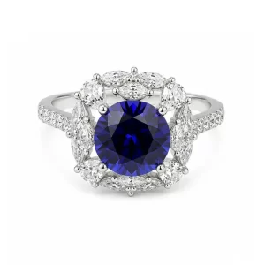 18K Gold Lab-Grown Sapphire Ring — 1.780 ct — view 1