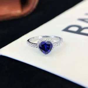 18K Gold Heart Lab-Grown Sapphire Ring — 1.26 ct — view 1