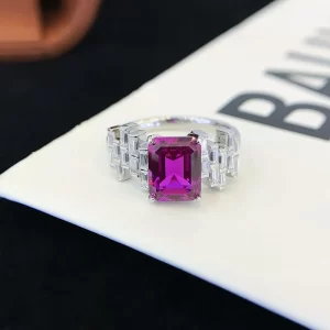 PT950 Platinum Lab-Grown Purple Sapphire Ring — 3.2 ct — view 1
