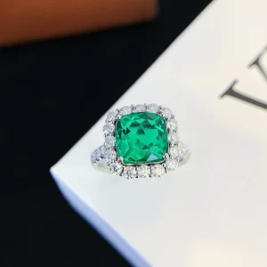 PT950 Platinum Lab-Grown Emerald Ring — 2.85 ct — view 1