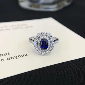 18K Gold Lab-Grown Sapphire Ring — 0.9 ct — view 1