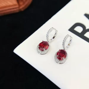 18K Gold Lab-Grown Ruby Earrings — 3.38 ct — view 1