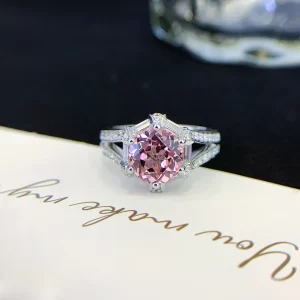 18K Gold Lab-Grown Pink Sapphire Ring — 2.65 ct — view 1