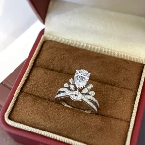 PT950 Platinum Pear-Shaped Lab-Grown Diamond Ring — 1.54 ct — view 1