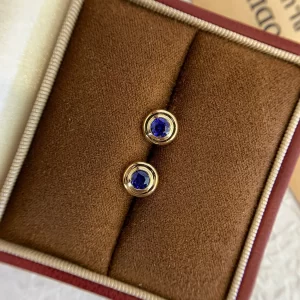 18K Gold Lab-Grown Sapphire Stud Earrings — 0.62 ct — view 1