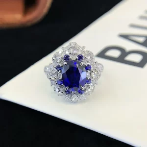 9K Gold Lab-Grown Sapphire Ring — 2.5 ct — view 1