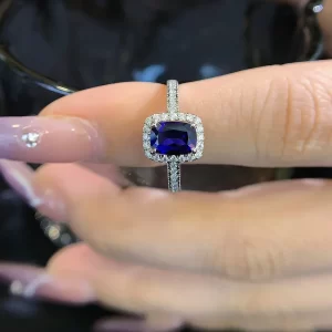 18K Gold Lab-Grown Sapphire Ring — 1 ct — view 1