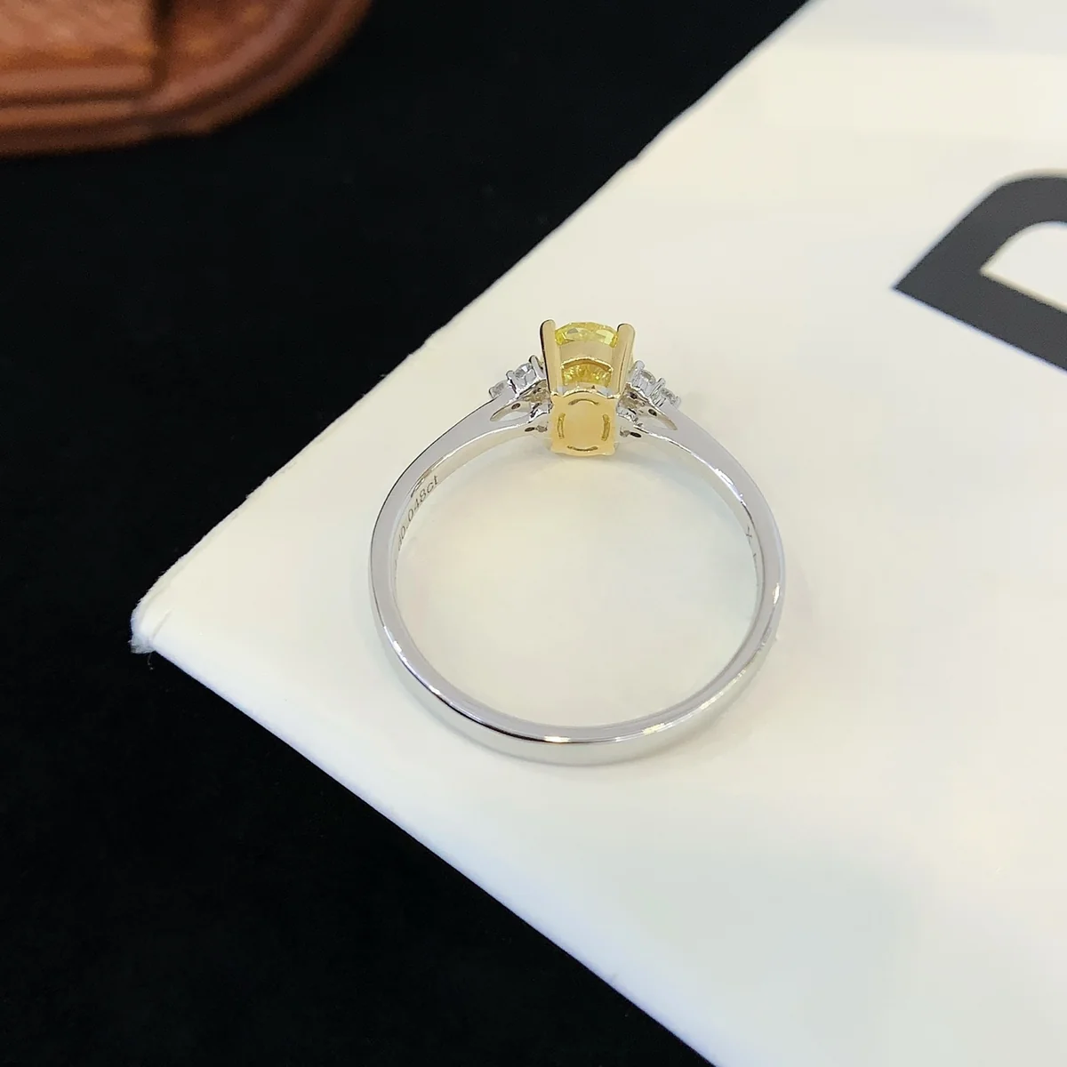 18K Gold Oval Lab-Grown Yellow Diamond Ring — 0.73 ct — view 3