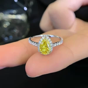 18K Gold Lab-Grown Yellow Diamond Ring — 1.26 ct — view 1