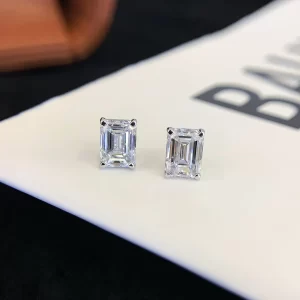 18K Gold Lab-Grown Diamond & Emerald Stud Earrings — 2.09 ct — view 1