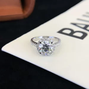 18K Gold Moissanite Ring — 2 ct — view 1
