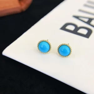 18K Gold Turquoise Stud Earrings — 1.75 ct — view 1