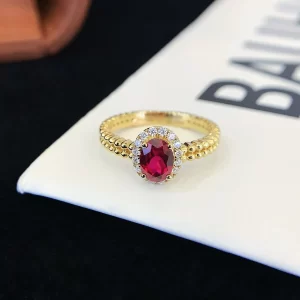 18K Gold Oval Lab-Grown Ruby Ring — 1 ct — view 1