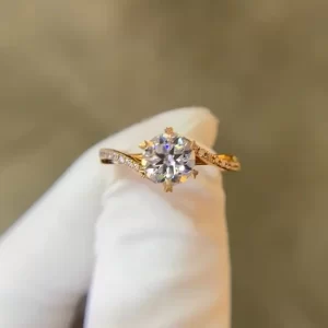 18K Gold Moissanite Ring — 1 ct — view 1
