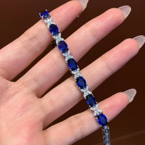 18K Gold Lab-Grown Sapphire Bracelet — 6.9 ct — view 1