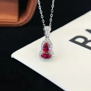 PT950 Platinum Lab-Grown Ruby Pendant — 1.11 ct — view 1