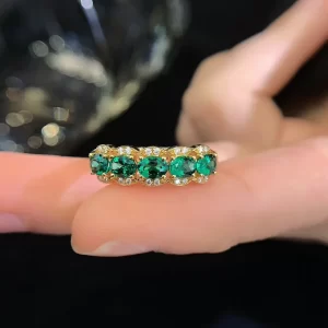 18K Gold Lab-Grown Emerald Band — 0.72 ct — view 1