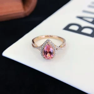 18K Gold Lab-Grown Pink Sapphire Ring — 1.2 ct — view 1