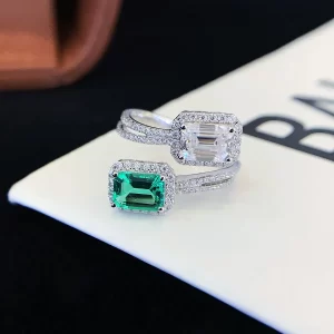 18K Gold Lab-Grown Emerald Ring — 2 ct — view 1