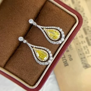 18K Gold Lab-Grown Yellow Diamond Stud Earrings — 2.12 ct — view 1