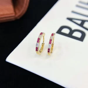 18K Gold Lab-Grown Ruby Earrings — 0.4 ct — view 1