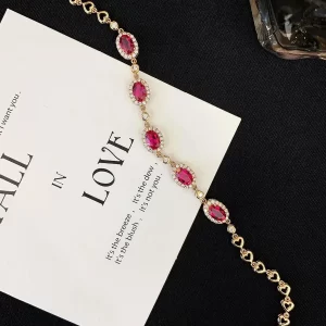 18K Gold Oval Lab-Grown Ruby Bracelet — 2.77 ct — view 1