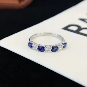 18K Gold Lab-Grown Sapphire Band — 0.83 ct — view 1