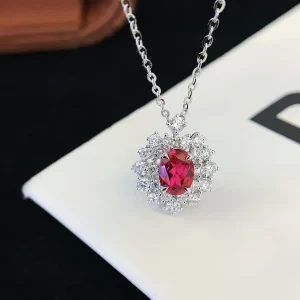 18K Gold Lab-Grown Ruby Pendant — 1 ct — view 1