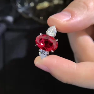 18K Gold Lab-Grown Ruby Ring — 4.42 ct — view 1
