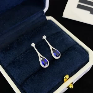 18K Gold Pear-Shaped Lab-Grown Sapphire Stud Earrings — 2.04 ct — view 1