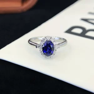 PT950 Platinum Lab-Grown Sapphire Ring — 0.918 ct — view 1