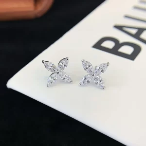 18K Gold Four-Leaf Clover Lab-Grown Diamond Stud Earrings — 1.58 ct — view 1