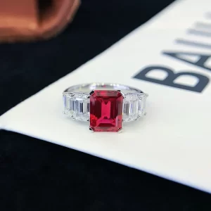 PT950 Platinum Lab-Grown Ruby Ring — 3.0 ct — view 1
