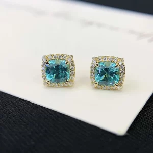18K Gold Lab-Grown Colored Gemstone Stud Earrings — 1.9 ct — view 1