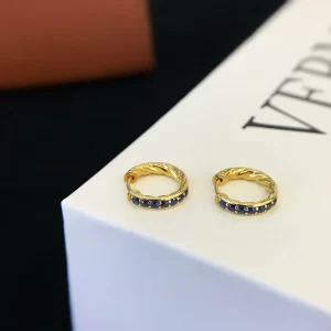 18K Gold Lab-Grown Sapphire Earrings — 0.27 ct — view 1
