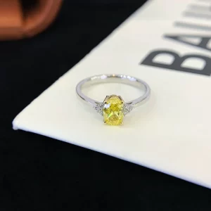 18K Gold Oval Lab-Grown Yellow Diamond Ring — 0.73 ct — view 1