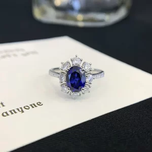 18K Gold Lab-Grown Sapphire Ring — 1.4 ct — view 1