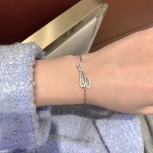 18K Gold Bow Moissanite Bracelet — 0.372 ct — view 1