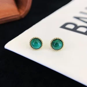 18K Gold Malachite Stud Earrings — 2.3 ct — view 1