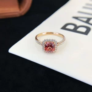 18K Gold Asscher-Cut Lab-Grown Pink Sapphire Ring — 1.465 ct — view 1