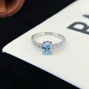 18K Gold Lab-Grown Blue Diamond Ring — 0.66 ct — view 1