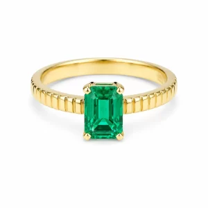 18K Gold Lab-Grown Emerald Ring — 0.950 ct — view 1